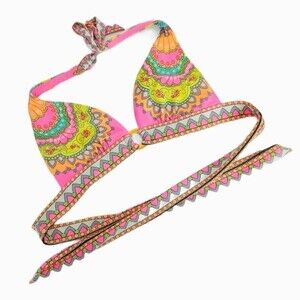 Victoria's Secret VS Bikini Swimsuit Neon Paisley Print Padded Top Size S